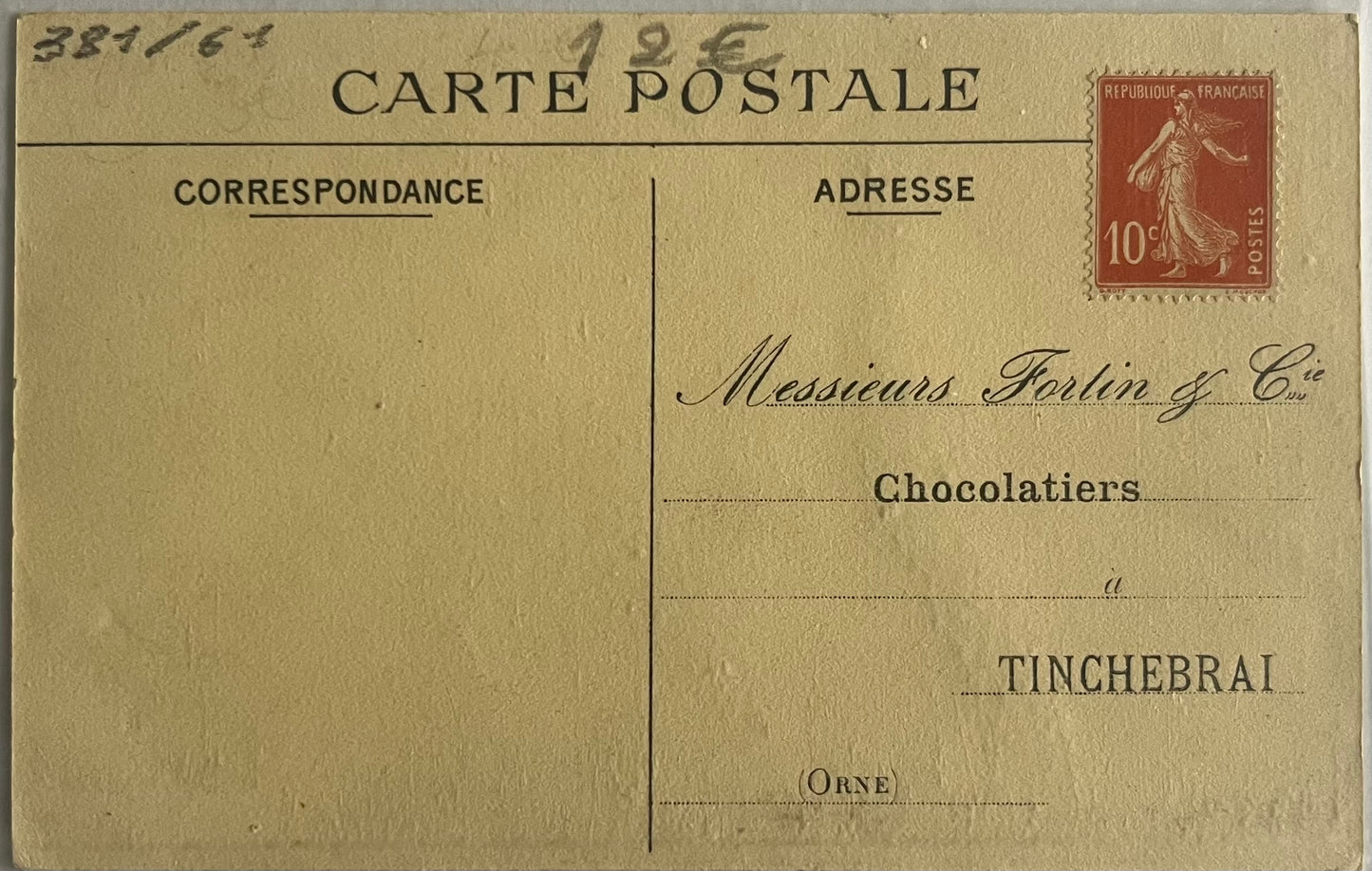 CPA FR61 Tinchebrai (Orne) - Chocolaterie Fortin & Cie verso