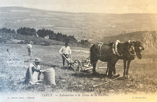 CPA FR14 Clecy - Laboureur à la Croix de la Faverie