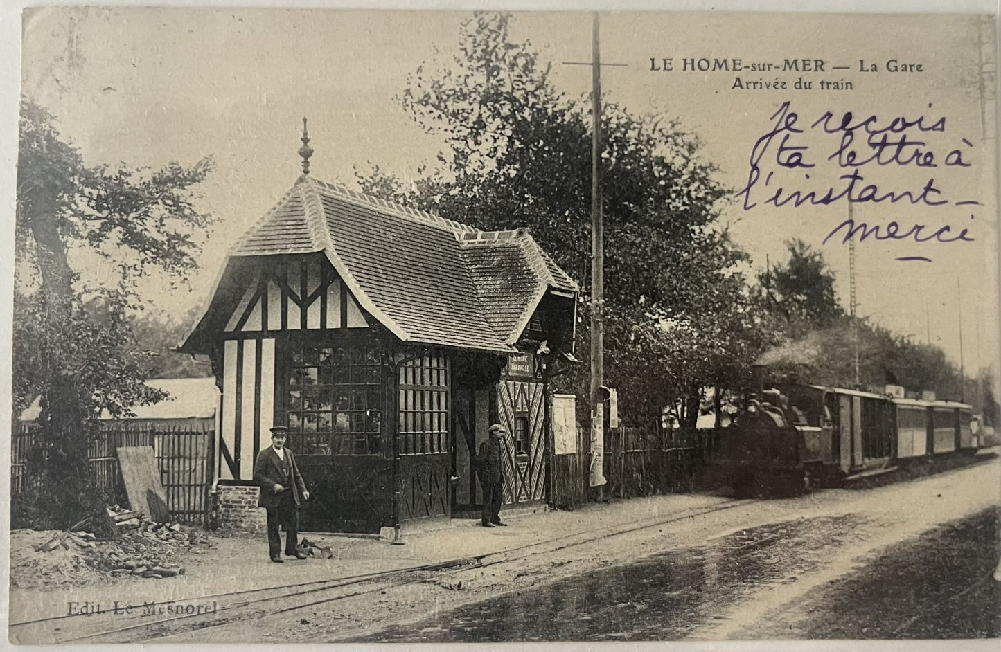 CPA FR14 Le Home-sur-mer - La Gare - Arrivée du train