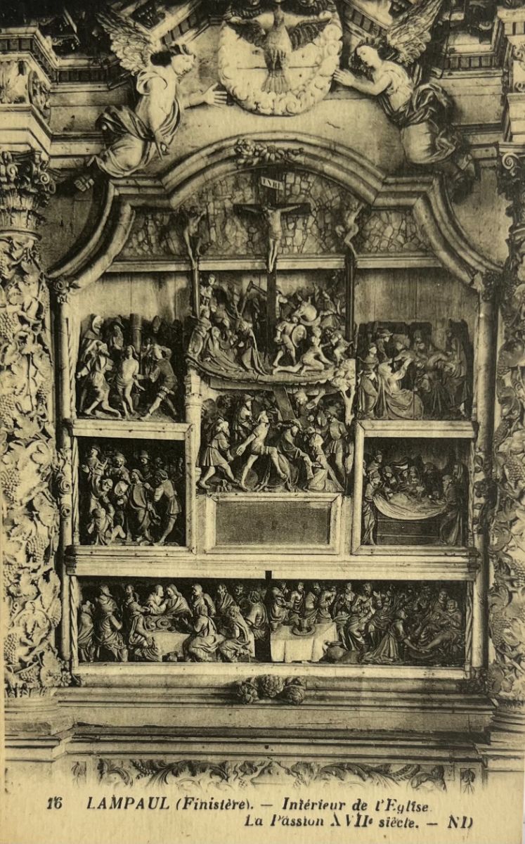 CPA FR29 Lampaul (Finistère) - Intérieur de l'Eglise, La Passion XVIIe siècle