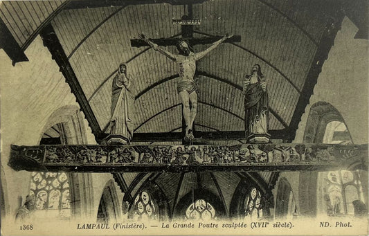 CPA FR29 Lampaul (Finistère) - La Grande Poutre sculptée (XVIIe siècle)
