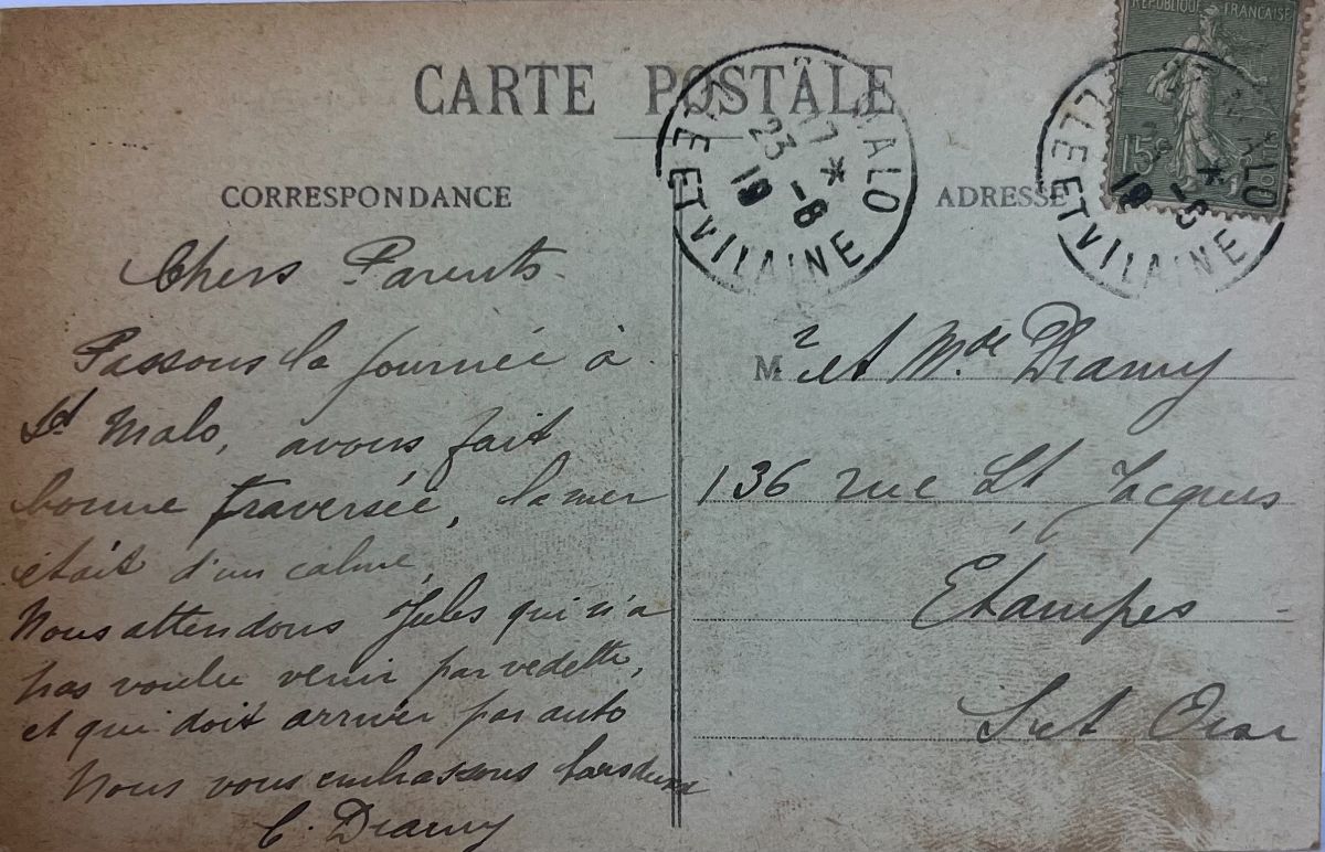 CPA FR35 Saint-Malo - Le Casino - La Statue de Châteaubriand GF - Côte d'Emeraude