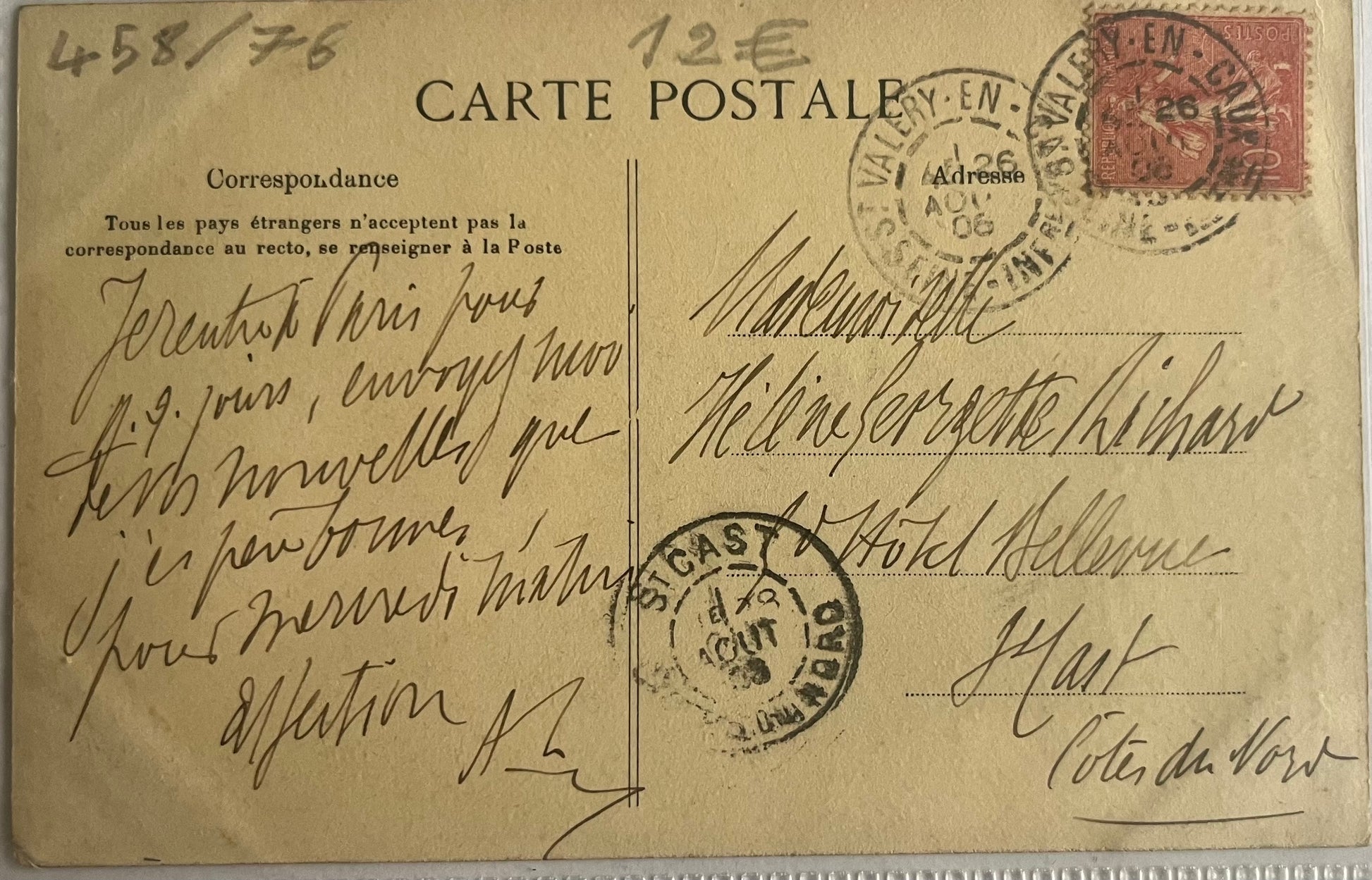 CPA FR76 Saint-Valéry-en-Caux - La Place du Marché verso