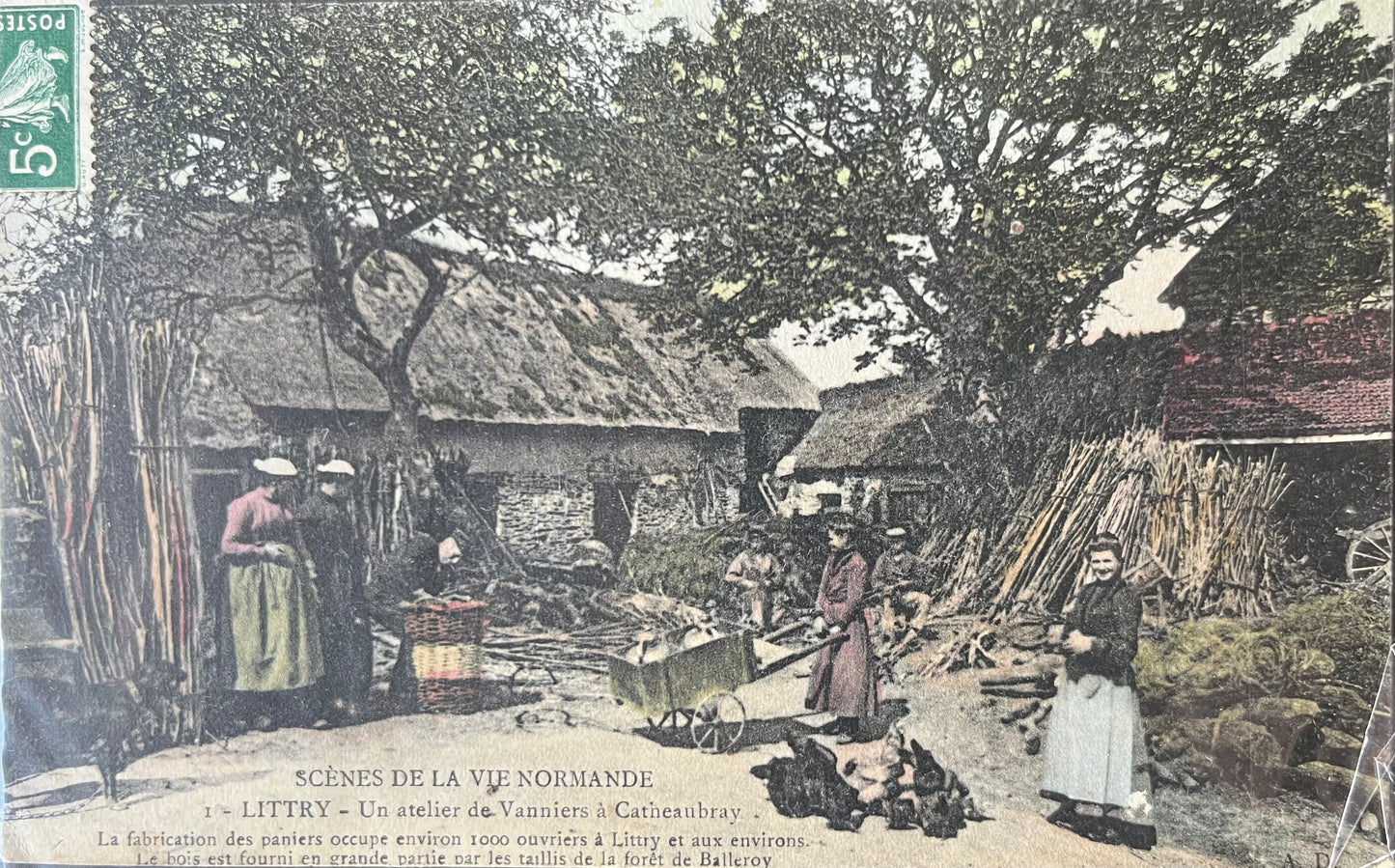 CPA FR14 Littry - Un atelier de Vanniers à Catheaubray - Scènes de la vie Normande