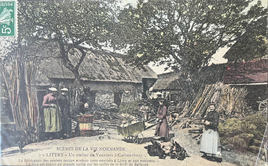 CPA FR14 Littry - Un atelier de Vanniers à Catheaubray - Scènes de la vie Normande